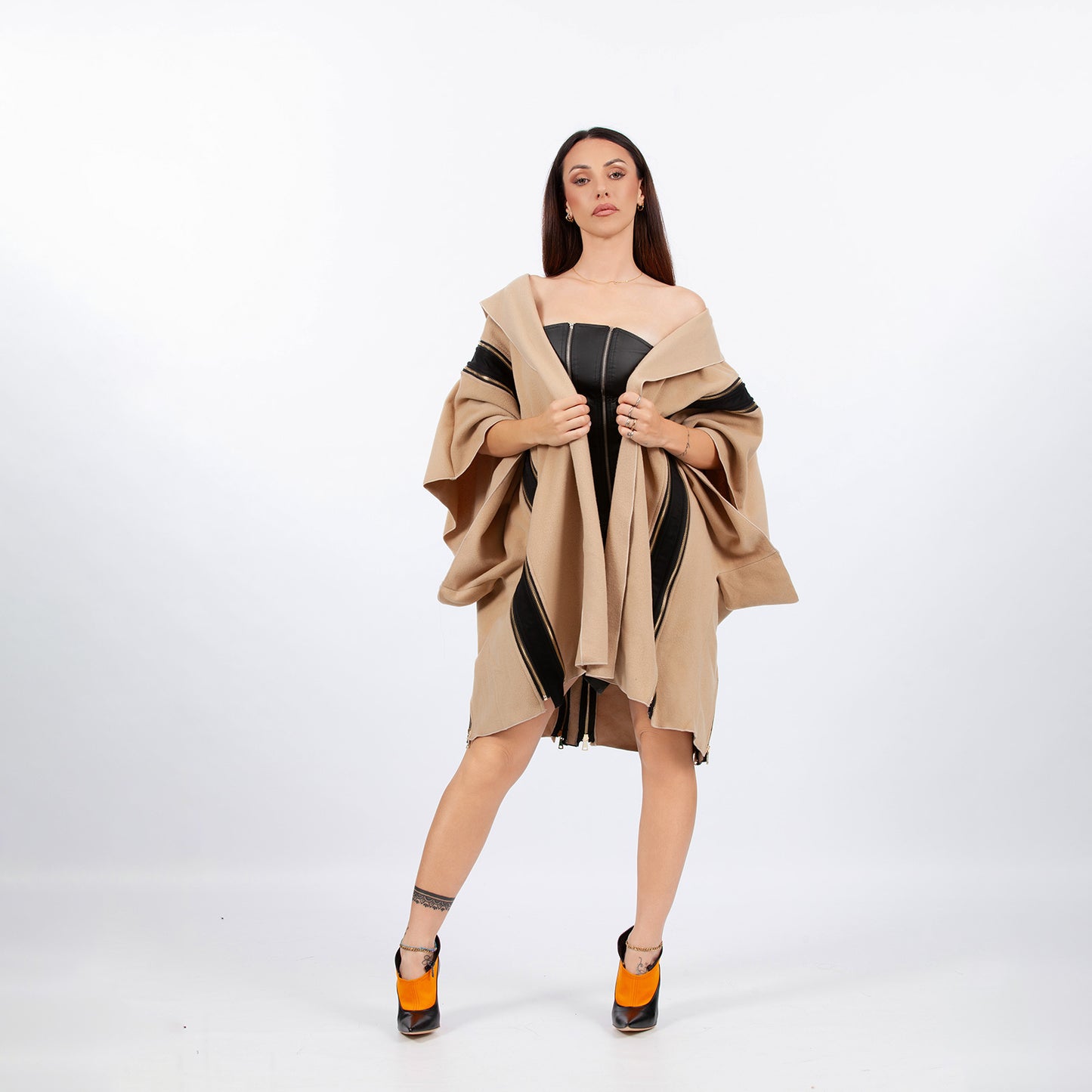 Brown cape coat and bodice