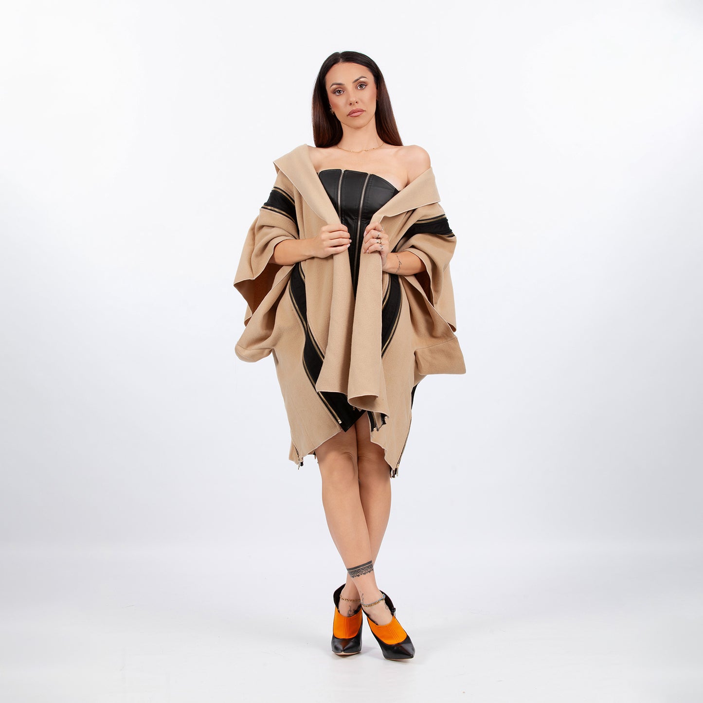 Brown cape coat and bodice