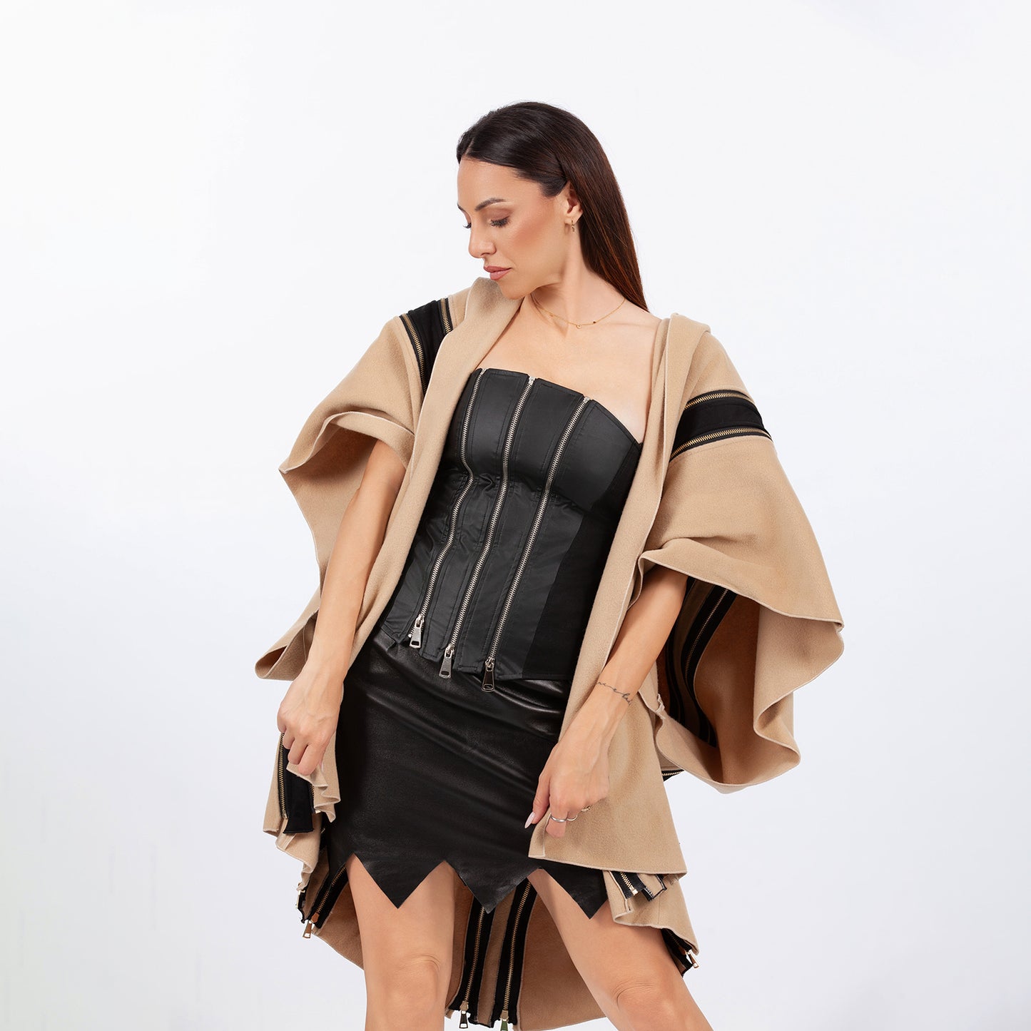 Brown cape coat and bodice