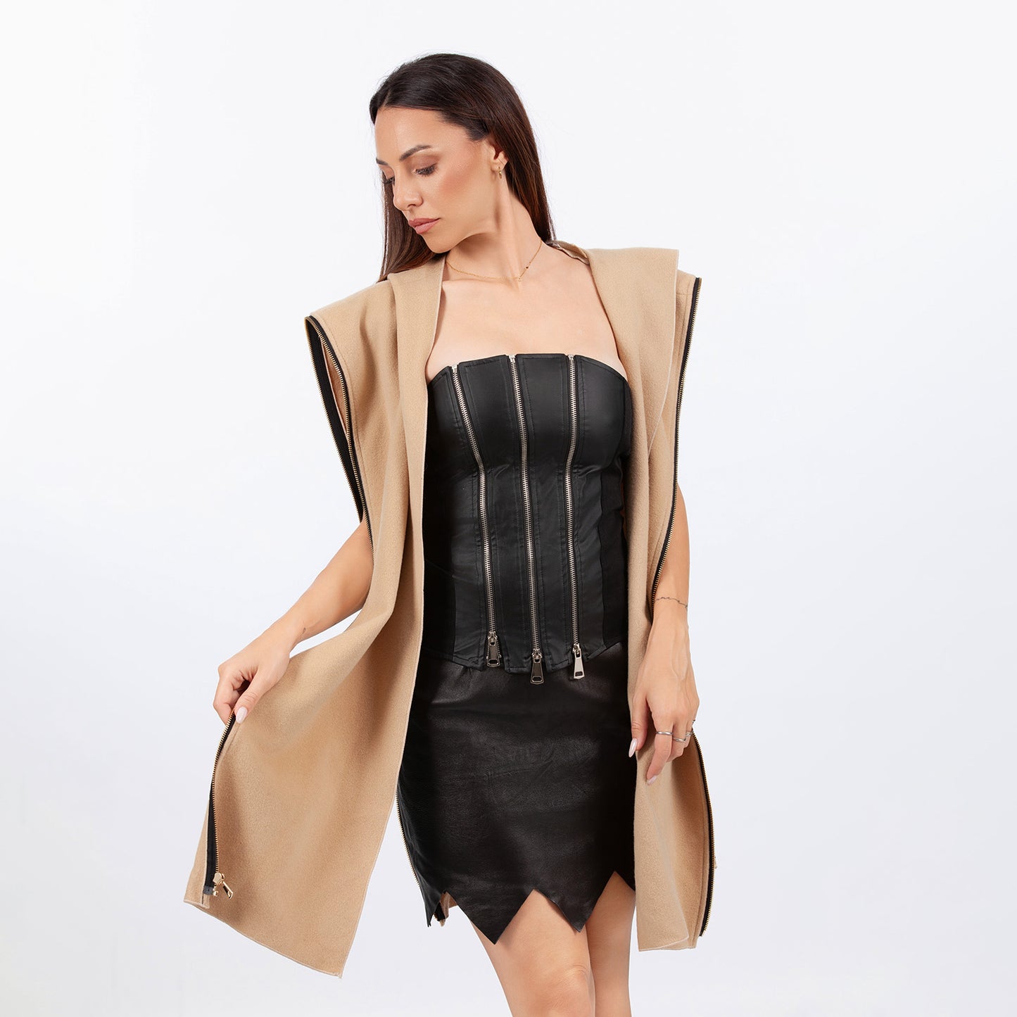 Brown cape coat and bodice