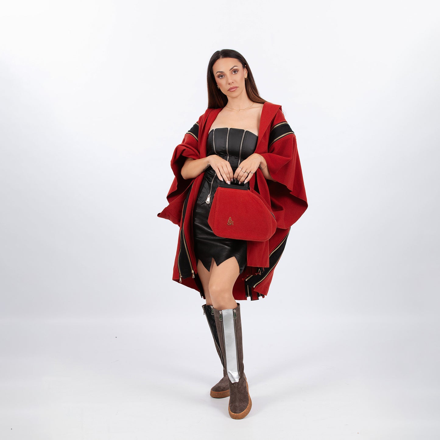 Red cape coat and bodice