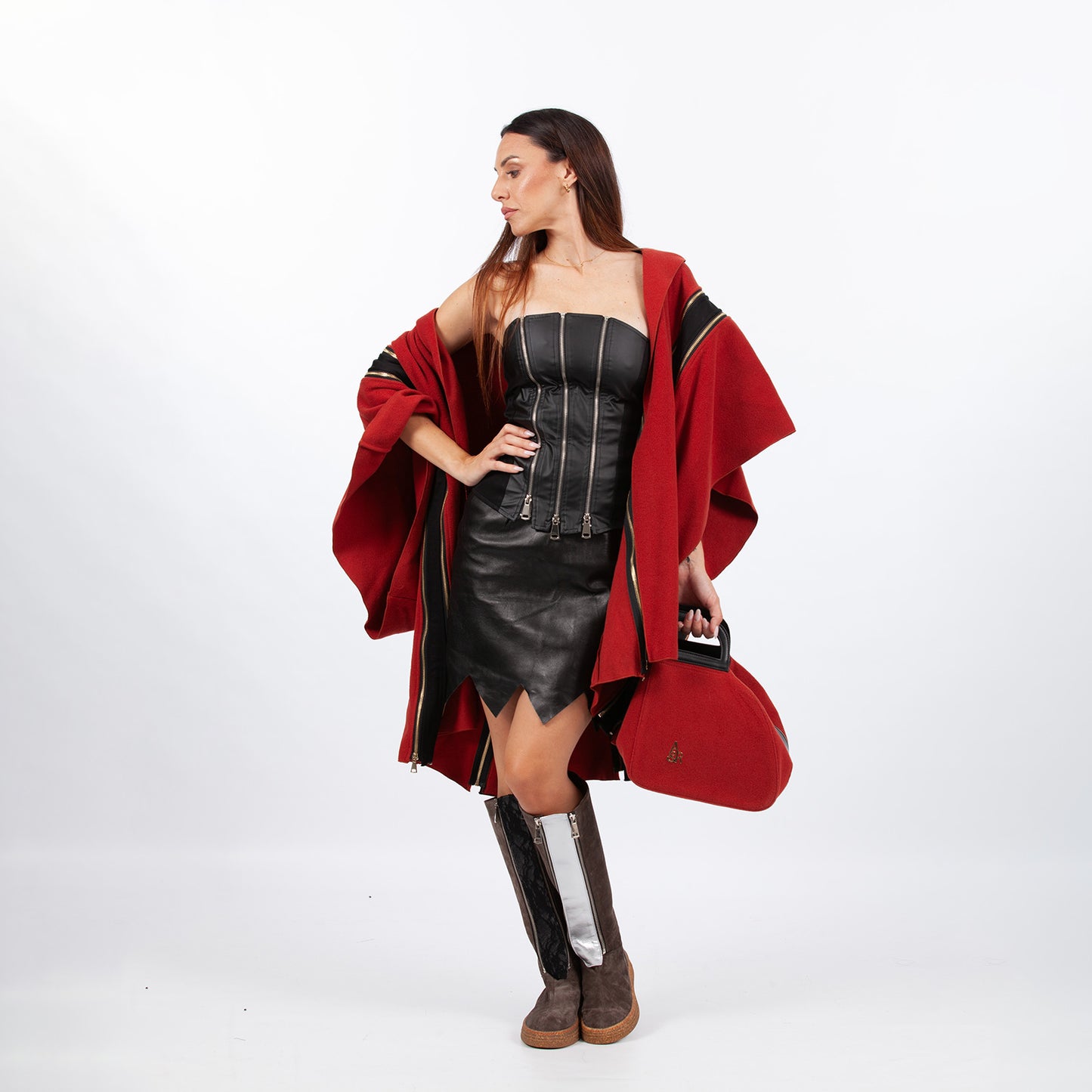 Red cape coat and bodice