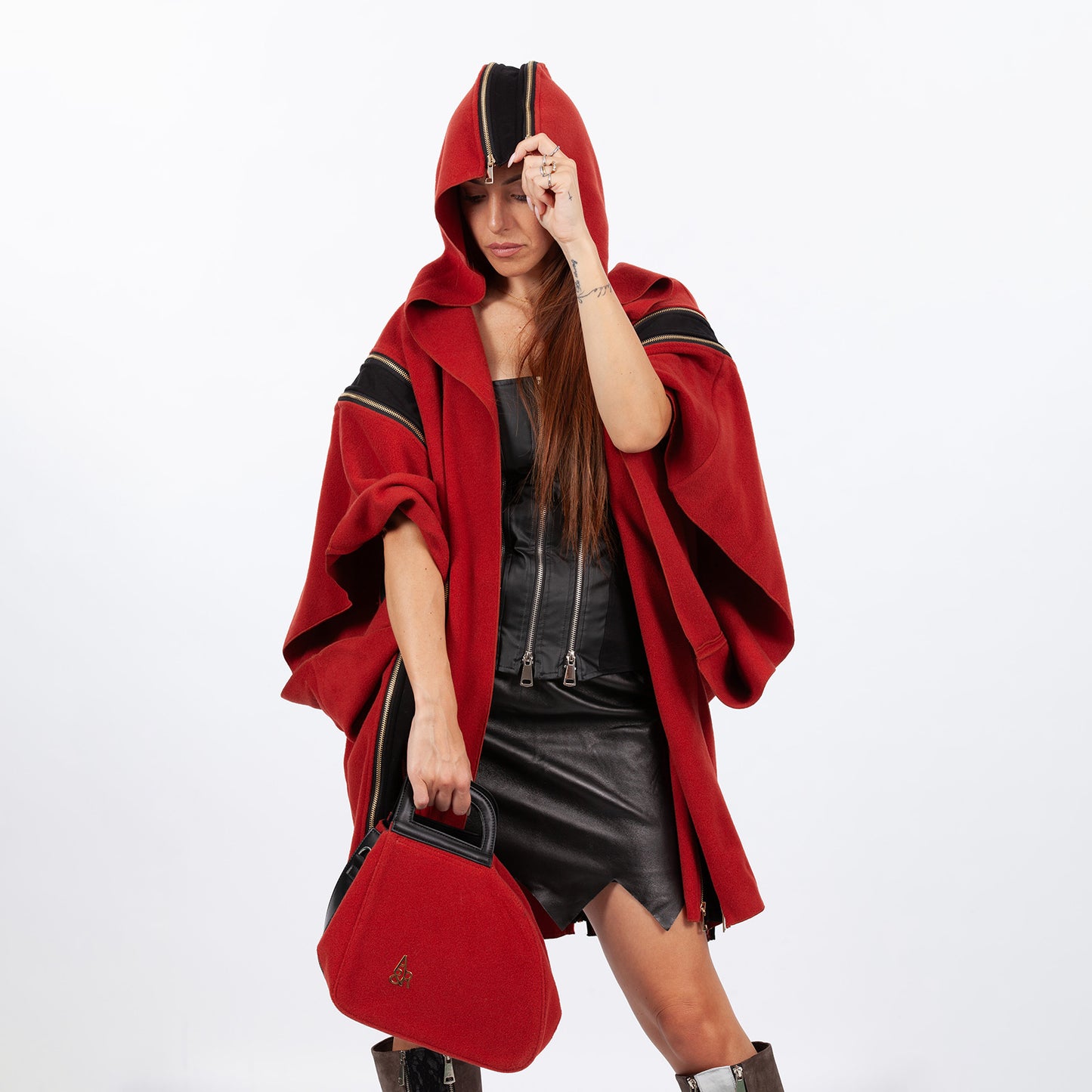 Red cape coat and bodice