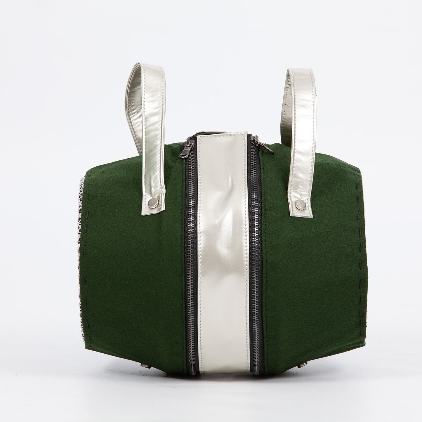 Green basket with uncovered bottom and covered side